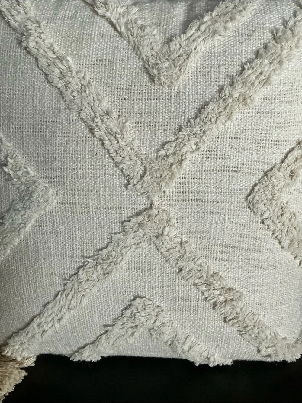 Textured Tassel Throw Pillow - Cream Accent
